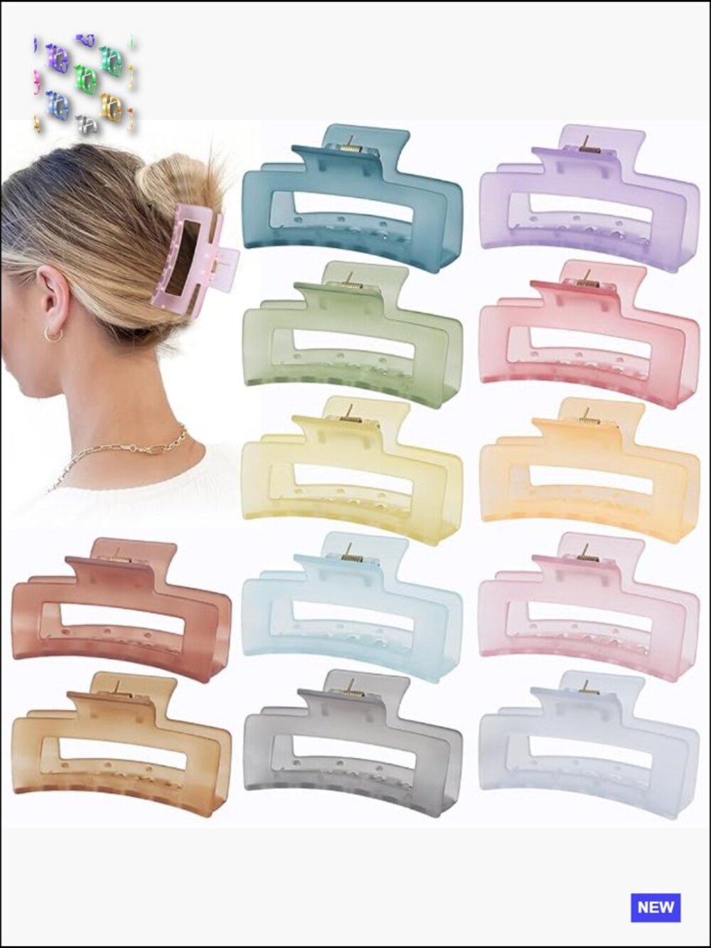Square Rectangular Hair Claws for Thick Thin Hair 12 Pcs Jaw Clips Bulk